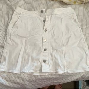 White Denim Buttoned Skirt
